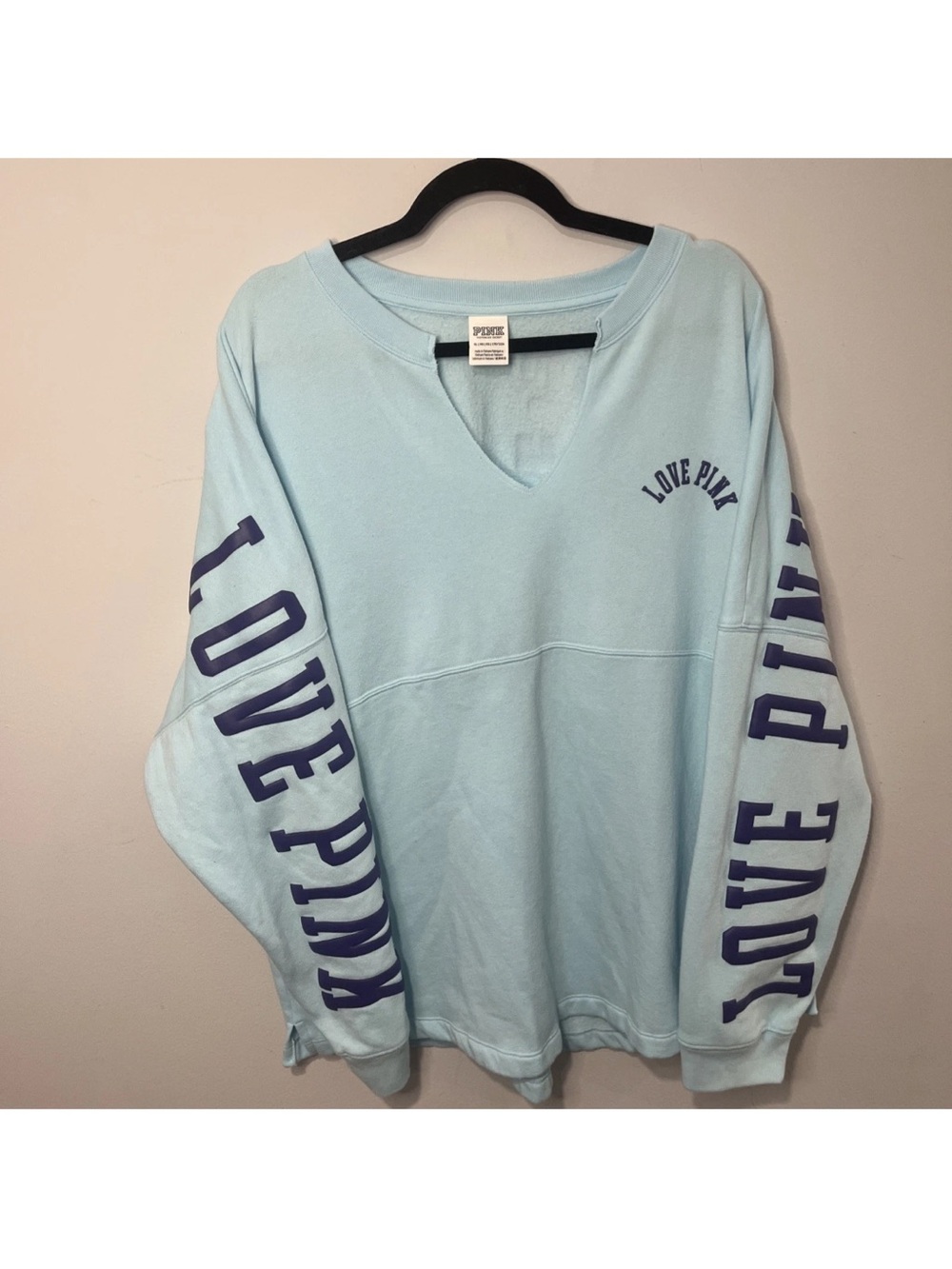 PINK Light Blue Long Sleeve Pullover XL